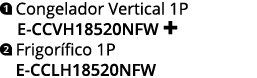 ￼ Congelador Vertical 1P E CCVH18520NFW + ￼ Frigor fico 1P E CCLH18520NFW