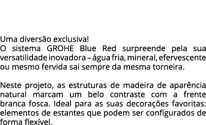 Uma divers o exclusiva! O sistema GROHE Blue Red surpreende pela sua versatilidade inovadora – gua fria, mineral, ef...