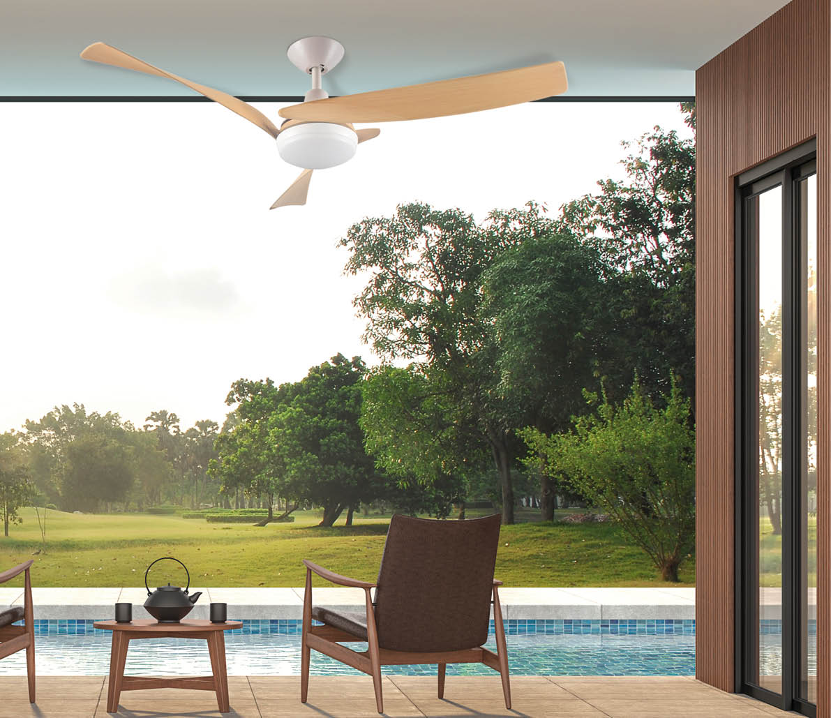 Modern contemporary swimming pool terrace 3d render, There are concrete tile floor and wooden wall, funished with leather chair,looking out over the large garden in the morning.