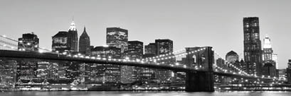 Brooklyn Bridge and Manhattan Skyline At Night, New York City