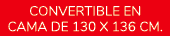 convertible en cama de 130 x 136 cm.