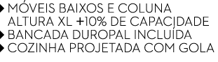  M VEIS BAIXOS E COLUNA ALTURA XL +10% DE CAPACIDADE  BANCADA DUROPAL INCLU DA  COZINHA PROJETADA COM GOLA 