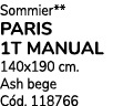 Sommier** PARIS 1T MANUAL 140x190 cm. Ash bege C d. 118766