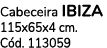 Cabeceira IBIZA 115x65x4 cm. C d. 113059