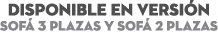 DISPONIBLE EN Versi n Sof 3 Plazas y Sof  2 Plazas