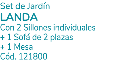Set de Jard n LANDA Con 2 Sillones individuales + 1 Sof de 2 plazas + 1 Mesa C d. 121800