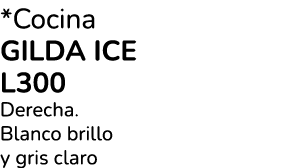 *Cocina gilda ice l300 Derecha. Blanco brillo y gris claro