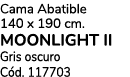 Cama Abatible 140 x 190 cm. MOONLIGHT II Gris oscuro C d. 117703