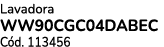 Lavadora WW90CGC04DABEC C d. 113456