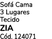 Sof Cama 3 Lugares Tecido ZIA C d. 124071