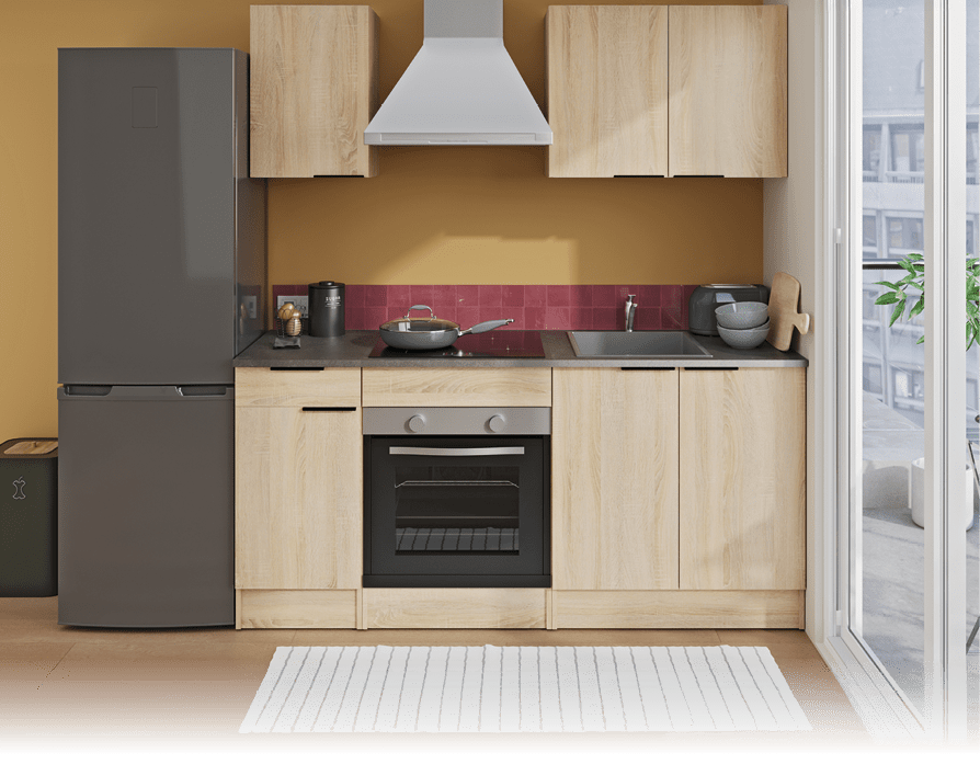 CHENE BRUT BETON FONCE BLANC