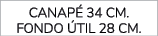 canap 34 cm. fondo  til 28 cm.