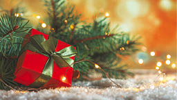 Christmas and zero waste, eco friendly packaging gifts in kraft paper on a wooden table, eco christmas holiday concept, eco decor banner