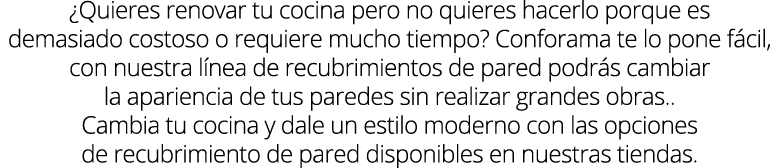 ¿Quieres renovar tu cocina pero no quieres hacerlo porque es demasiado costoso o requiere mucho tiempo? Conforama te ...