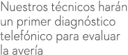 Nuestros t cnicos har n un primer diagn stico telef nico para evaluar la aver a