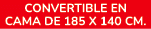 convertible en cama de 185 X 140 cm.