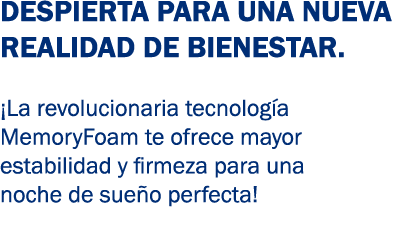 Despierta para una nueva realidad de bienestar. ¡La revolucionaria tecnolog a MemoryFoam te ofrece mayor estabilidad ...