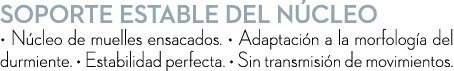 soporte estable del n cleo • N cleo de muelles ensacados. • Adaptaci n a la morfolog a del durmiente. • Estabilidad p...