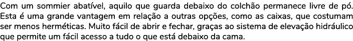 Com um sommier abat vel, aquilo que guarda debaixo do colch o permanece livre de p . Esta  uma grande vantagem em re...