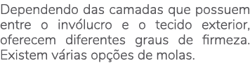 Dependendo das camadas que possuem entre o inv lucro e o tecido exterior, oferecem diferentes graus de firmeza. Exist...