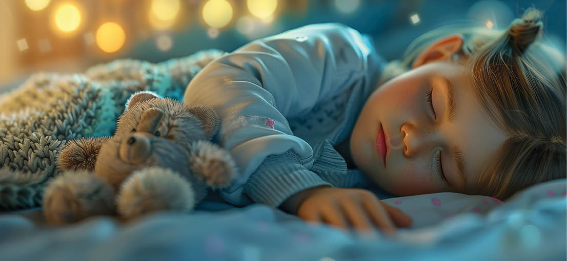 Sleeping child in bed Generative AI