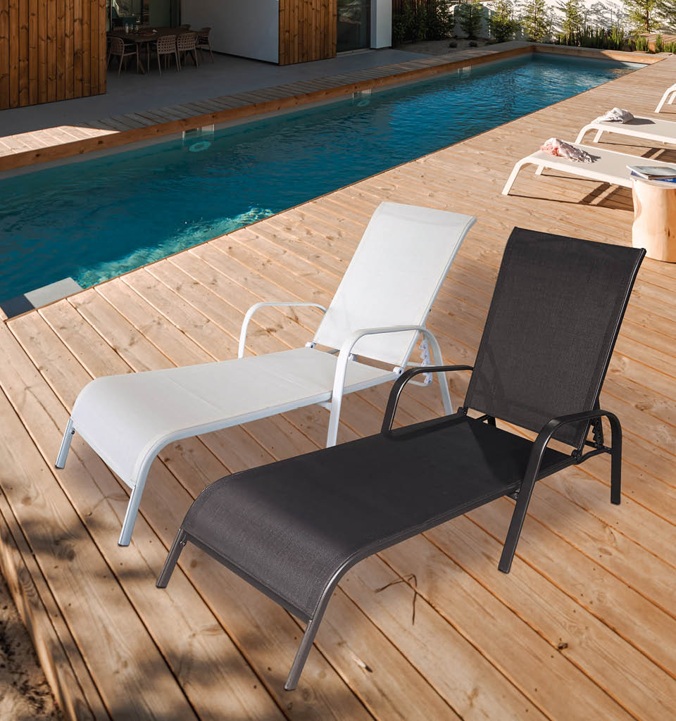 Modern house with garden swimming pool and wooden deck