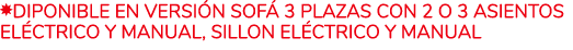 ￼DIPONIBLE EN VERSI N SOF 3 PLAZAS CON 2 O 3 ASIENTOS EL CTRICO Y MANUAL, SILLON EL CTRICO Y MANUAL