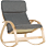 A wooden chair with a gray cushion on it. AI generated content
