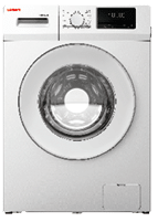 A white washing machine with a clear glass door. AI generated content