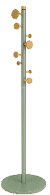 A green metal pole with three gold knobs on it. AI generated content