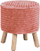 A wooden stool with a pink wicker seat. AI generated content
