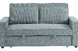A grey couch with a pillow on it. AI generated content