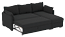 A black leather couch with a pillow on it. AI generated content