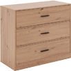 A wooden dresser with three drawers. AI generated content