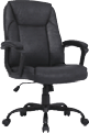 A black office chair with a leather seat and black armrests. AI generated content