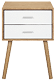 A white wooden dresser with a drawer and two shelves. AI generated content