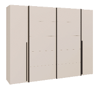 A white cabinet with three shelves is shown in a white room. AI generated content