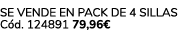 Se vende en pack de 4 sillas C d. 124891 79,96€