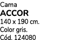 Cama ACCOR 140 x 190 cm. Color gris. C d. 124080