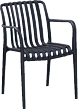 A black metal chair with a woven design. AI generated content