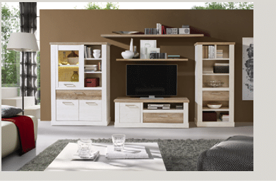 A living room with a flat screen TV, a bookshelf, and a couch. AI generated content