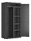 A black cabinet with a shelf inside. AI generated content