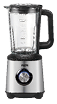 A blender is shown with a clear container and a black handle. AI generated content