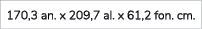 170,3 an. x 209,7 al. x 61,2 fon. cm.