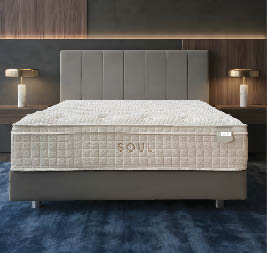 A bedroom with a bed, dresser, and mirror. The bed is a twin size and has a wooden headboard. A potted plant is on the dresser. AI generated content