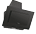 A black microwave with a flat screen display. AI generated content