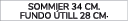 sommier 34 cm. Fundo till 28 cm.