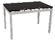 A black table with silver legs. AI generated content