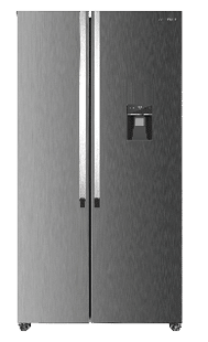 A large stainless steel refrigerator with a freezer on the bottom. AI generated content