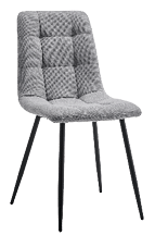 A grey chair with a black metal frame and a grey cushion. AI generated content